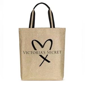 VICTORIA’S SECRET Gold Glitter Tote 2017 Fashion Show Bag Limited Edition